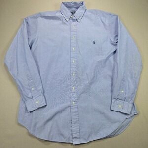 Ralph Lauren Button Down Shirt Classic Fit Micro Check Blue Mens LT Tall